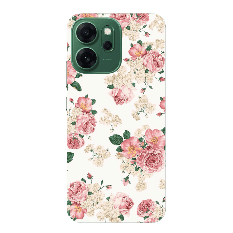 Oppo Reno 14 FS Pink Flowers 2 Transparent Silicone TPU Θήκη